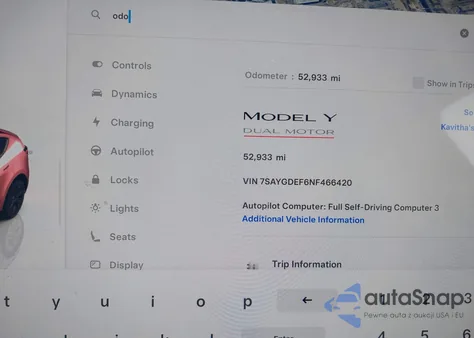 2022 Tesla Model Y Performance Dual Motor All-Wheel Drive z USA, uszkodzony, nr VIN 7SAYGDEF6NF466420